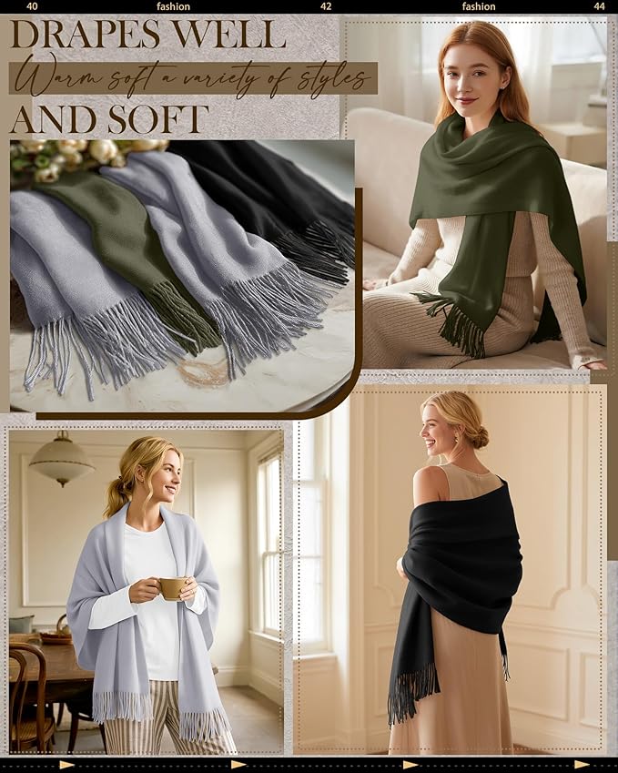 Oakgarden 3 Pack Winter Scarf for Women Pashmina Scarves Shawl Wraps Bridesmaid Gifts for Evening Dresses
