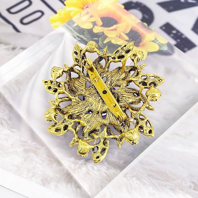 LAXPICOL Vintage Women's Austrian Crystal Elegant Flower Brooch Wedding Broach Pin