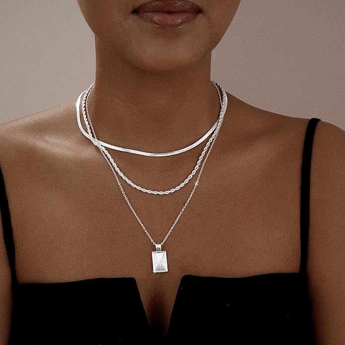 Gold/Silver Layered Necklaces for Women,Dainty 14k Gold Plated Stackable Choker Necklaces for Women,Trendy Layering Coin Chain Pendant Jewelry Set Gifts