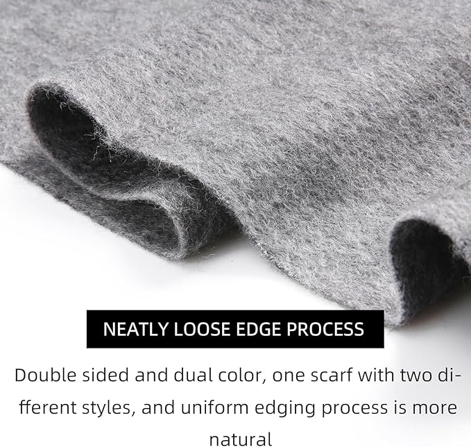 HOTDAY Cashmere Scarf - Winter Warmer With Double-sided Solid Color, Water Wave Pattern