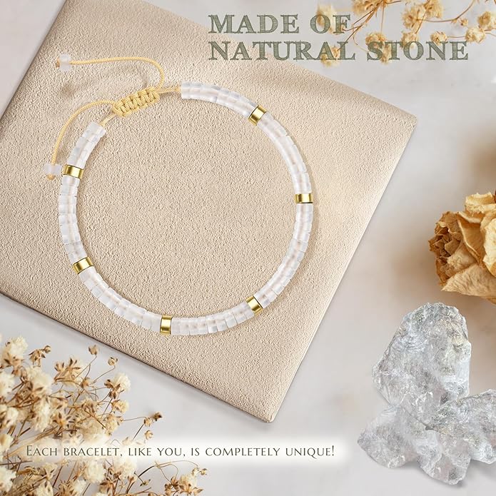 30th 40th 50th 60th 70th 80th Birthday Gifts for Women, Natural Stone Bracelet Birthday Gifts for Mom Daughter Grandma Sister Friends Coworker