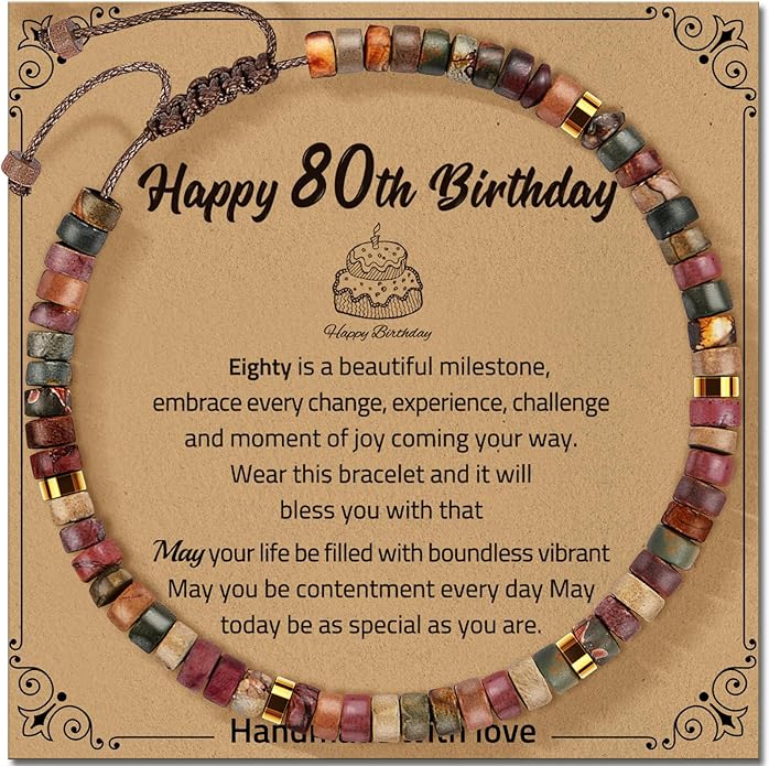 30th 40th 50th 60th 70th 80th Birthday Gifts for Women, Natural Stone Bracelet Birthday Gifts for Mom Daughter Grandma Sister Friends Coworker