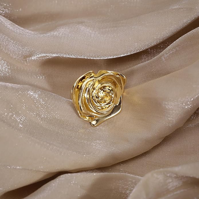 Mytys Cocktail Rings for Women Fashion 18K Gold Plated & Silver Flower Statement Ring Wedding Engagement Party Jewelry Gift