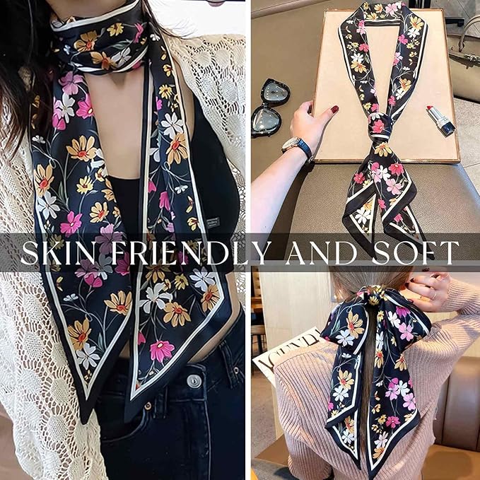 Dailyacc Hair Scarf for Women Fashion Silky Satin Headscarf Wrap Breathable Lightweight Neck Scarves For Handbag