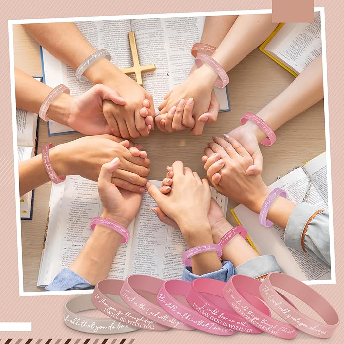 Ecation Bible Verses Bracelets Bulk Scripture Silicone Wristbands Inspirational Motivational Quote Rubber Wristbands Christian Bracelets for Easter Carnival Party Favors