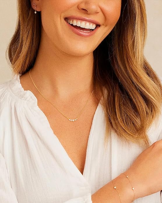 Cubic Zirconia Necklace, Dainty 14k Gold Plated Diamond Necklaces For Women Choker Necklace Simple Gold Plated CZ Jewelry Necklaces for Women Trendy Gifts