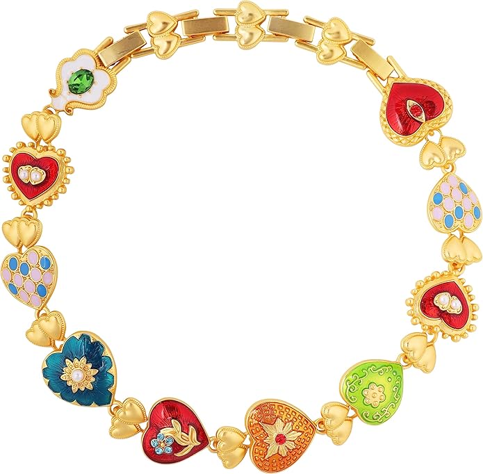OJERRY Costume Byzantine Medieval Renaissance Bold Chunky Statement Heart Pendant Choker Necklace Cool Jewelry Necklaces Coolest Gifts for Women Chunky Trendy In Their 30s