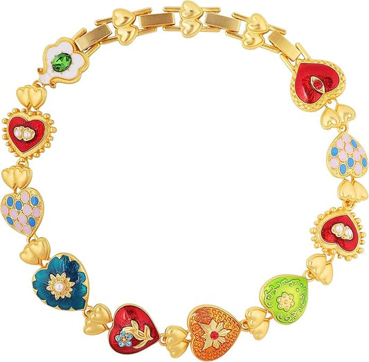 OJERRY Costume Byzantine Medieval Renaissance Bold Chunky Statement Heart Pendant Choker Necklace Cool Jewelry Necklaces Coolest Gifts for Women Chunky Trendy In Their 30s