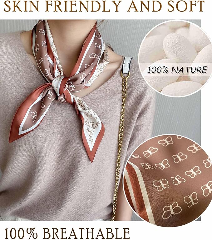 Dailyacc Hair Scarf for Women Fashion Silky Satin Headscarf Wrap Breathable Lightweight Neck Scarves For Handbag