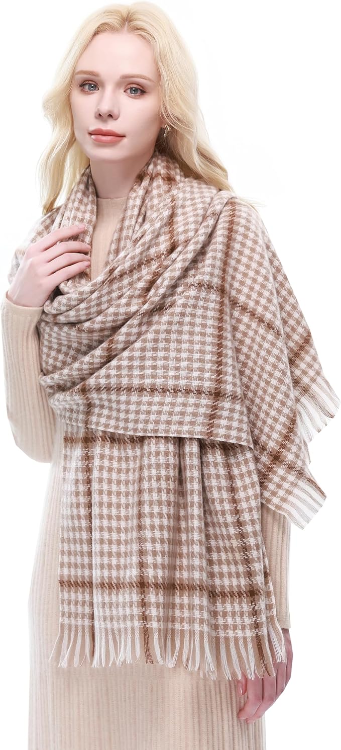 RIIQIICHY Plaid Scarf for Women Fall Winter Pashmina Scarves Wraps for Cold Weather Warm Large