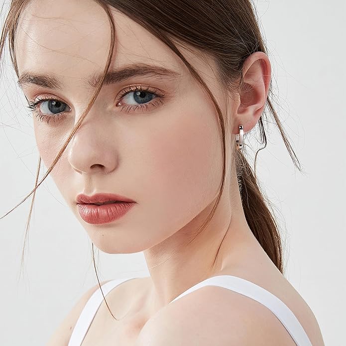925 Sterling Silver Earrings Small Chunky Silver Earrings for Women Trendy 14K Gold Plated Hypoallergenic Cute Thick Huggie Hoops Earing Jewelry for Women Gifts