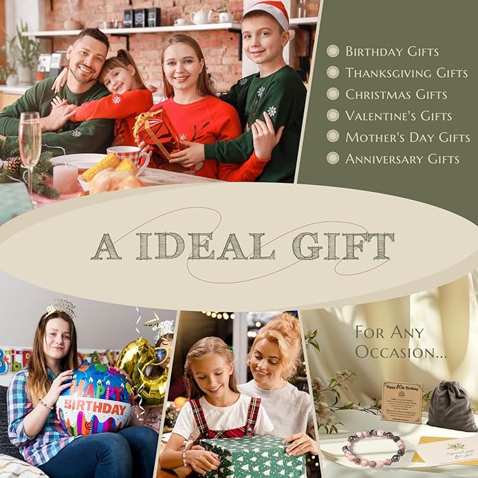 30th 40th 50th 60th 70th 80th Birthday Gifts for Women, Natural Stone Bracelet Birthday Gifts for Mom Daughter Grandma Sister Friends Coworker