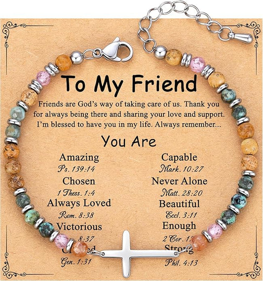 TONY & SANDY Christian Cross Bracelet for Women, Stocking Stuffers for Women, Confirmation Baptism Easter Gifts, Unique Gift for Friends Daughter Mom Sister in Christ on Birthday Christmas