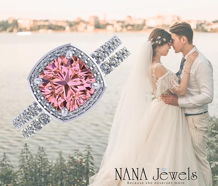NANA Jewels Sterling Silver Engagement Rings for Women - Choose Simulated Morganite, Citrine, Aquamarine & More