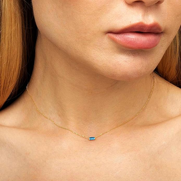 JSJOY Gold Birthstone Necklace for Women Dainty Birthstone Pendant Necklace for Teens Birthday Gifts Jewelry for Mothers Wife Grandma Graduation Gifts for Teenagers