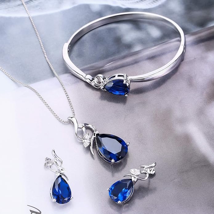 Charming Crystal Jewelry Sets For Women 18K White Gold Plating Bracelet Necklace And Earrings Sets For Wife Girlfriend Or Mothers Idea Gift For Mother's day