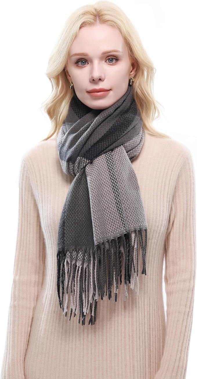 RIIQIICHY Plaid Scarf for Women Fall Winter Pashmina Scarves Wraps for Cold Weather Warm Large