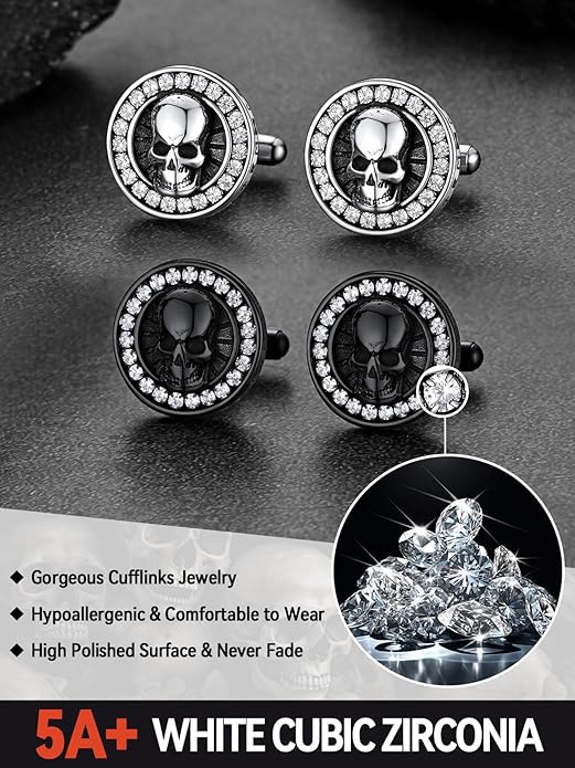 FaithHeart Mens Cufflinks, Norse Viking Tuxedo Shirt Cuff Links, Stainless Steel Cuff Links and Shirt Studs, Gift Box