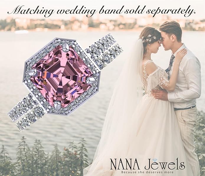 NANA Jewels Sterling Silver Engagement Rings for Women - Choose Simulated Morganite, Citrine, Aquamarine & More