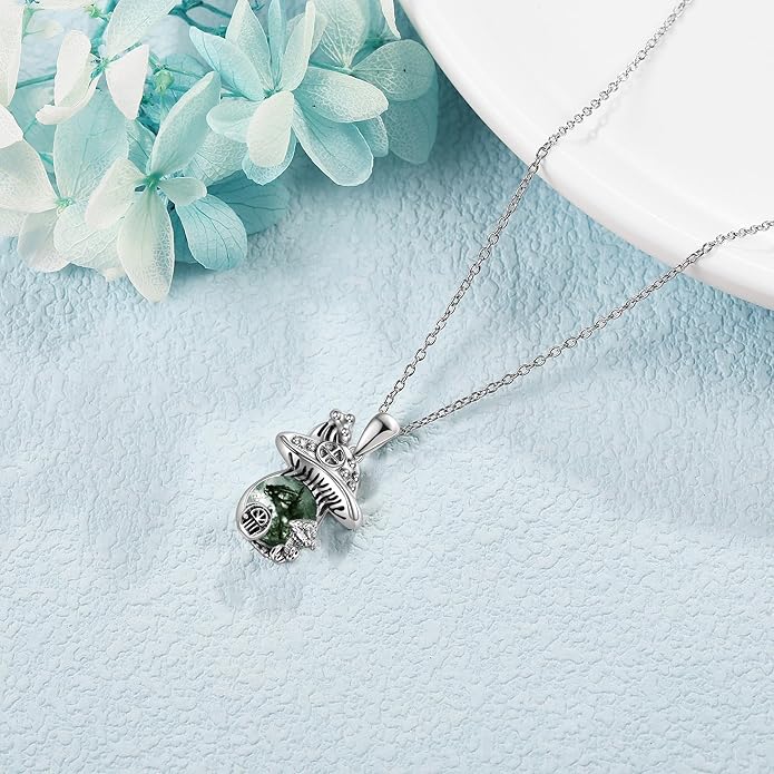 YAFEINI Mushroom Necklace Moonstone/Moss Agate/Malachite/Labradorite/Turquoise/Amber/Larimar/Black Onyx/Lapis Lazuli/Peridot/Opal Sterling Silver Mushroom Pendant Mother's Day Jewelry for Women Mom