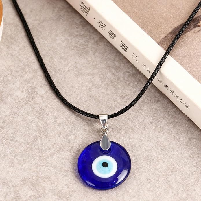 Long tiantian Evil Eye Necklace for Women Men Necklace Evil Eye Jewelry Blue Turkish Glass Leather Rope Pink Lucky Protection Necklace Jewelry Valenty Day Gifts for Men Women