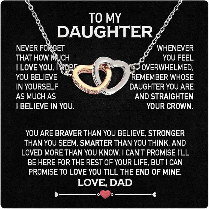 Larvincy To My Daughter Necklace From Dad With Heartfelt Message & Elegant Box, Gifts For Daughter From Father, Beautiful Jewelry Gift From Love Daddy On Graduation, Birthday, Wedding, Christmas