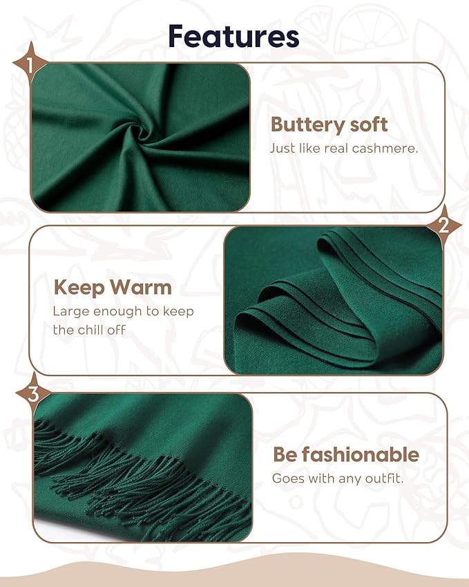 maamgic Women's Winter Scarf Soft Warm Scarf for Women Cozy Shawl Wraps for Women Lightweight Pashmina Style Wrap