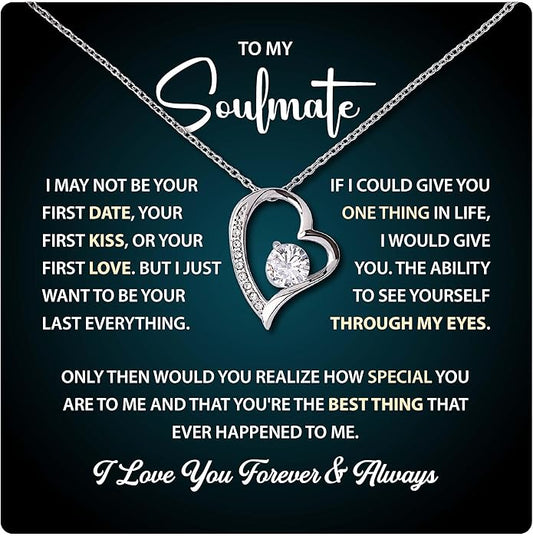 To My Beautiful Soulmate Necklace Romantic Gift for Girlfriend Wife With Message Card & Gift Box, Perfect for Anniversary Birthday Christmas or Valentine’s Day
