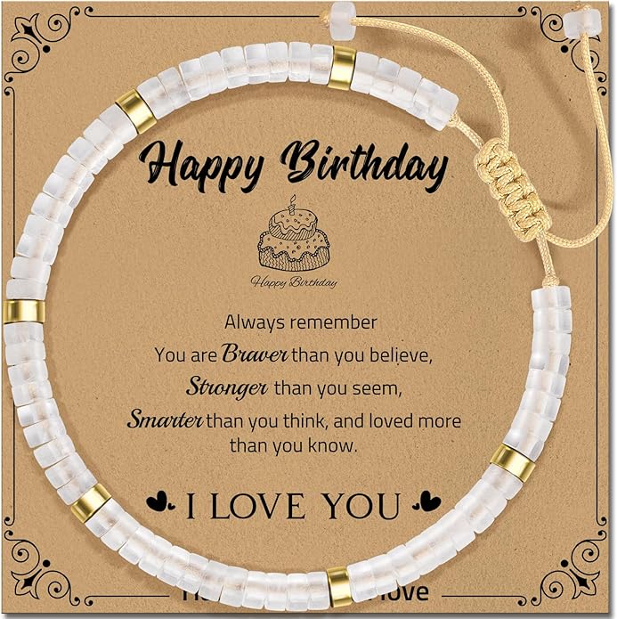 30th 40th 50th 60th 70th 80th Birthday Gifts for Women, Natural Stone Bracelet Birthday Gifts for Mom Daughter Grandma Sister Friends Coworker