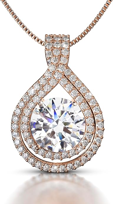Platinum Plated Certified Moissanite Necklace for Women Gift for Her