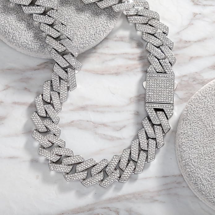 JINAO Cuban Link Chain for Men - 20MM Iced Out Miami Mens Necklace 14K Gold Plated Cubic Zirconia Women Hip Hop Jewelry