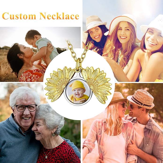 Supcare Locket Necklace That Holds Pictures-Engraved Photo Pendant Custom Jewellery Gifts for Men Women (with Jewellery Gift Box)