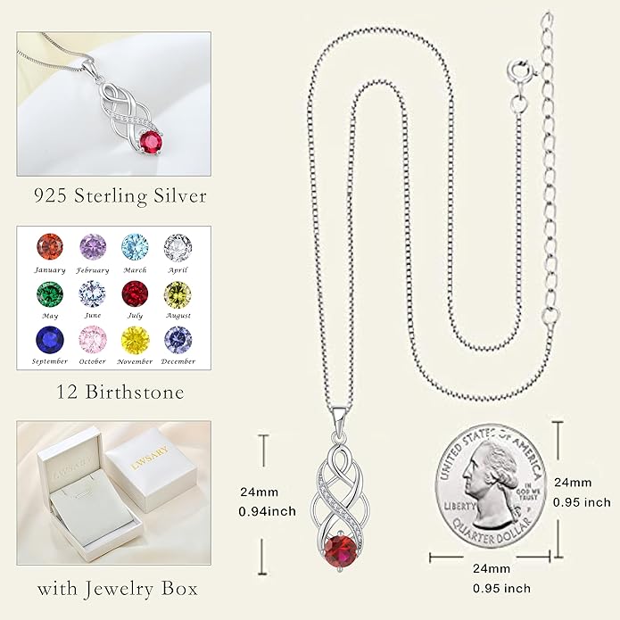 Infinity Celtic Knot Necklace 925 Sterling Silver Irish Pendant Birthstone Jewelry for Women