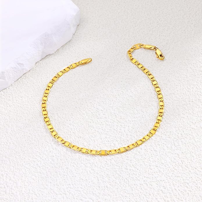 Gacimy 3.5mm Mariner Anklets for Women, 18K Gold Plated/Silver Tone Women’s Anklet, 9/10/11 Inches