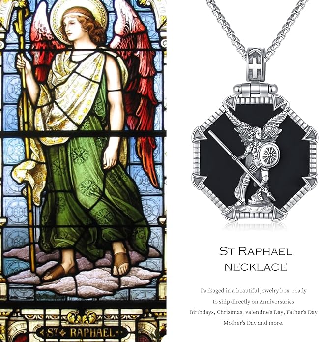Taioiat Saint Necklace 925 Sterling Silver St Necklace Amulet Pendant Jewelry Religious Gift for Men Women