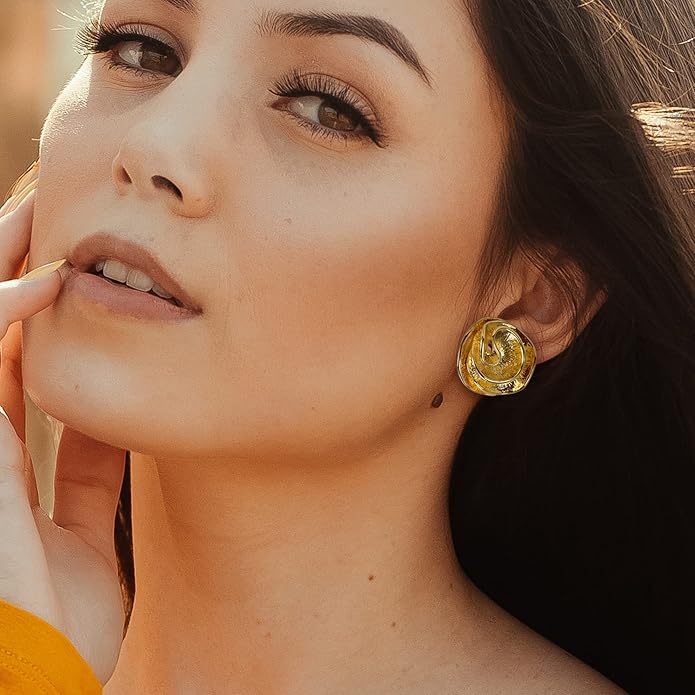 Two Tone Earrings for Women Gold and Silver Crossover Half Hoop Statement Earring Designer Stud Earrings