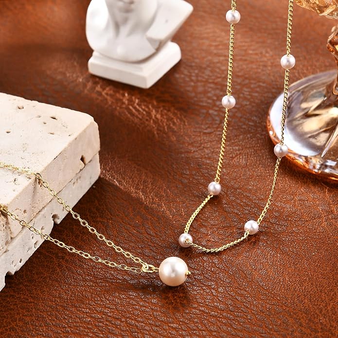 Gold Layered Necklaces for Women, 14K Gold Plated Dainty Necklace Set with Paperclip, Adjustable Trendy Gold Jewelry Stackable Gift