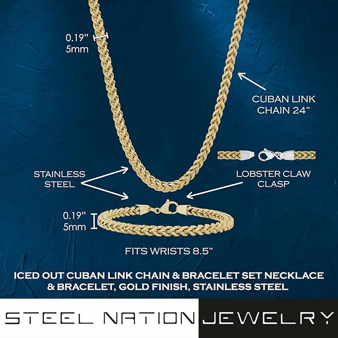 Men's Chain Bracelet Sets Stainless Steel - Choice of Size and Colors