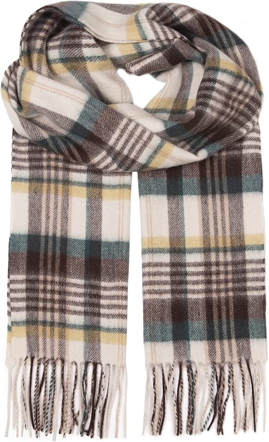 EURKEA 100% Cashmere 2025 Winter Scarf for Women Fringed Edges Warm & Soft Lightweight Solid/Plaid/Two-Tone Free Size