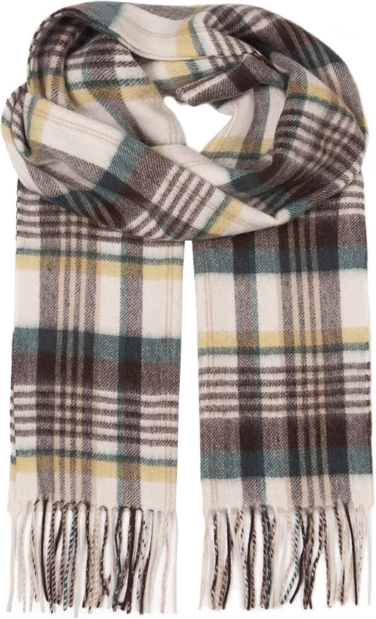 EURKEA 100% Cashmere 2025 Winter Scarf for Women Fringed Edges Warm & Soft Lightweight Solid/Plaid/Two-Tone Free Size