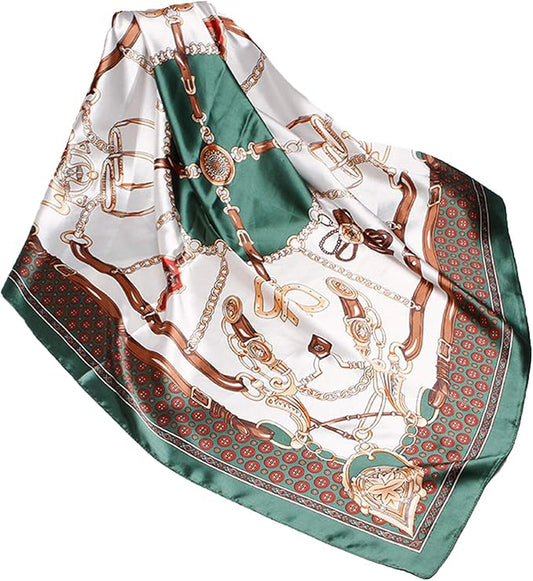 Wander Agio Silk Feeling Head Scarf Womens Fashion Printing Scarves Pattern Square Satin Face Headscarf