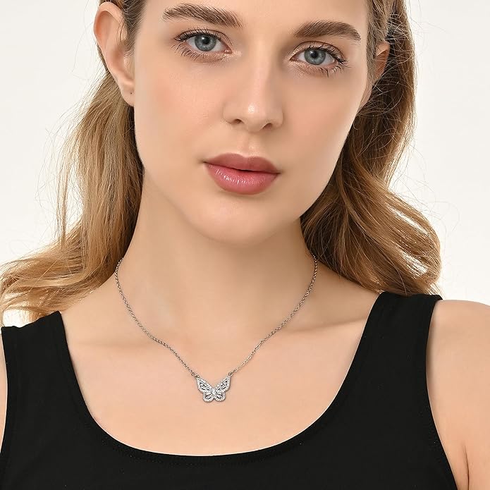 Dainty Gold Butterfly Bow Necklace for Women,18k Gold Plated Choker Necklaces for Women Waterproof & Daily & Simple, Gold Jewelry for Women