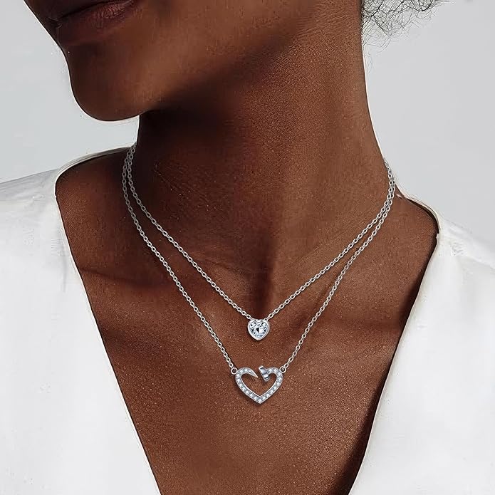 Copper Alloy 14K Gold Plated | 14K Platinum Plated Necklace for Women Double Layer Pendant Necklace Fashionable Multi-Layer Jewelry