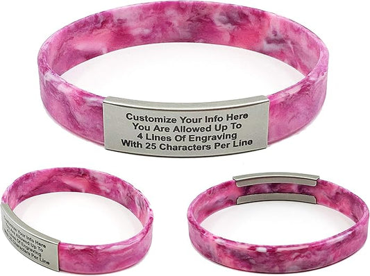 Personalized Medical Alert Bracelet for Men & Women – Custom Engraved Waterproof Silicone Wristband with Stainless Steel ID Plate – Medical ID Bracelet for Allergies, Conditions, ICE Info & Emergency Card