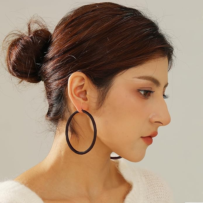 4mm Thick Gold Chunky Earrings Steling Silver Post Hoops Earrings For Women Hollow Tube Hoops Earrings Thick Gold Hoop Earrings Hypoallergenic Lightweight Gold Hoop Large Earrings 20/30/40/50/60MM