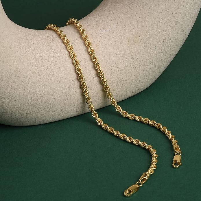 Jewelry Atelier Gold Filled Chain Bracelet Collection - 14K Solid Yellow Gold Filled Rope Chain Bracelets for Women and Men with Different Sizes (2.7mm, 3.8mm)