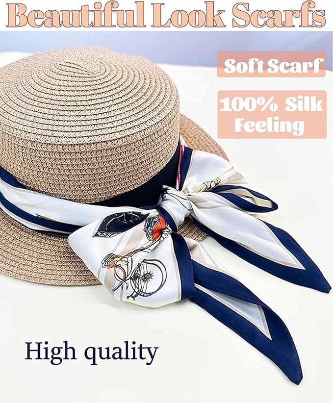 kcctoo 59" Mulberry Silk Like Head Scarf Women's Fashion Square Neck Satin Scarfs for Bag Hair Scarves Gift 59 * 5.9”