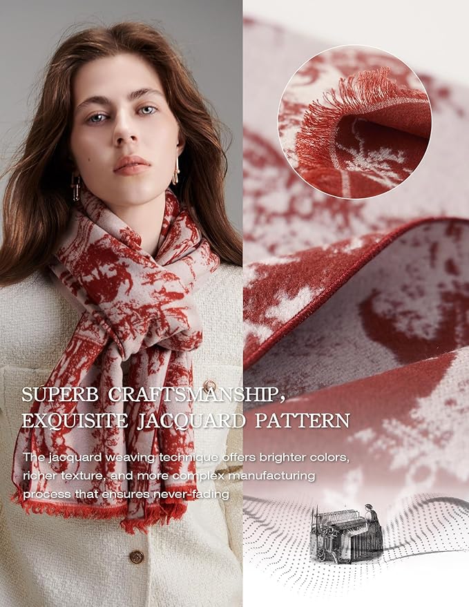 ZHE JIN Luxurious Silk Scarf Shawl Wraps for Women, Warm Scarves Winter Gift, 100% Brushed Mulberry Silk