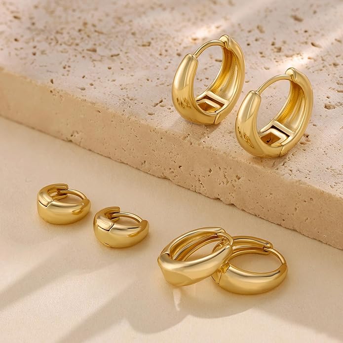Hoop Earrings for Women 14K Gold Plated/Silver Hoops Simple Knot Huggie Small Hoop Earrings Set Trendy Hoops Everyday Wear Earrings for Women Jewelry