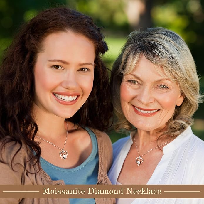 MOOSEA Gifts for Wife Mom - S925 Sterling Silver 1-3 ct D Color VVS1 Clarity Moissanite Necklace, Anniversary Birthday Gift for Her